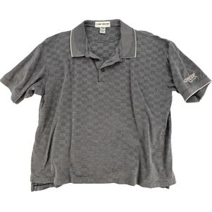 Vintage‎ Clark Gregory Polo Shirt Large Gray Checkerboard Relaxed Retro Casual